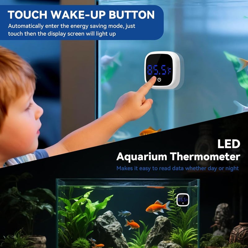 PAULTEMP Rechargeable Digital Aquarium Water Thermometer with HD LED Screen, Display ±1℉, Fish Tank Decoration Accessories for Betta Axolotl Shrimp Turtle Reptile & Aquatic - Image 3